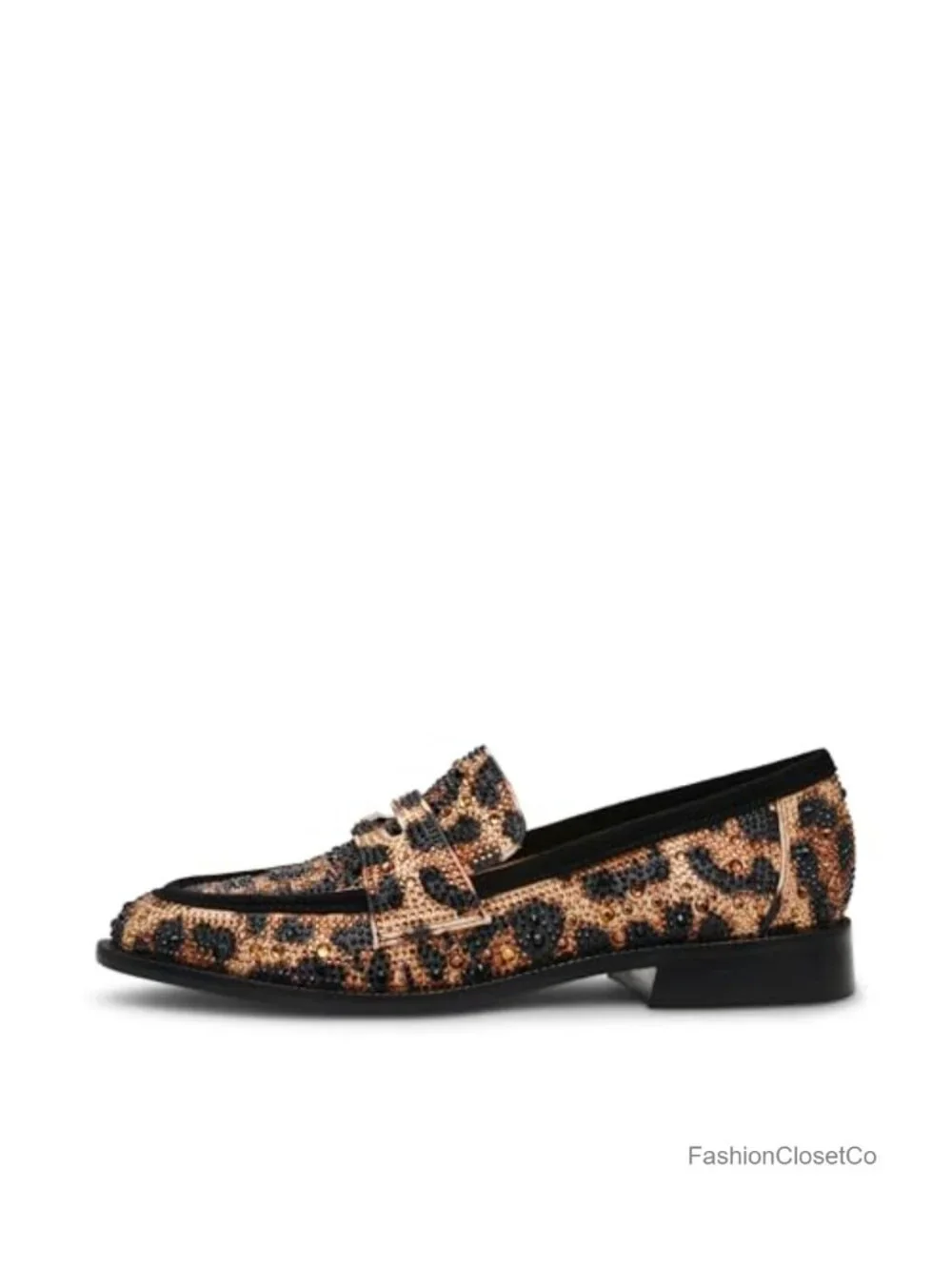 Betsey Johnson Rhinestone Slip-On Loafer Flat Round Toe PU